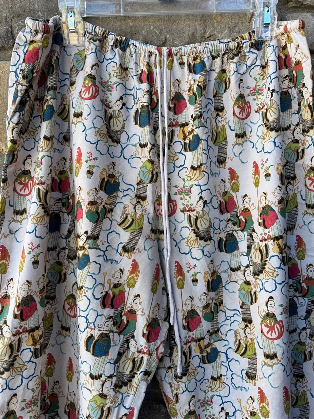 Josie Natori Asian Cropped pajama pants Womens XL 100% crisp Cotton pull on